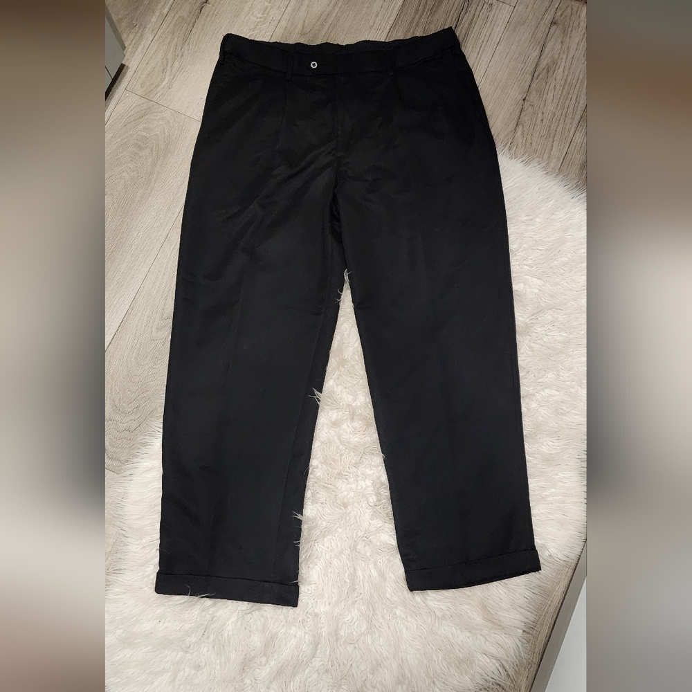 George Men's Black Pleated Slacks